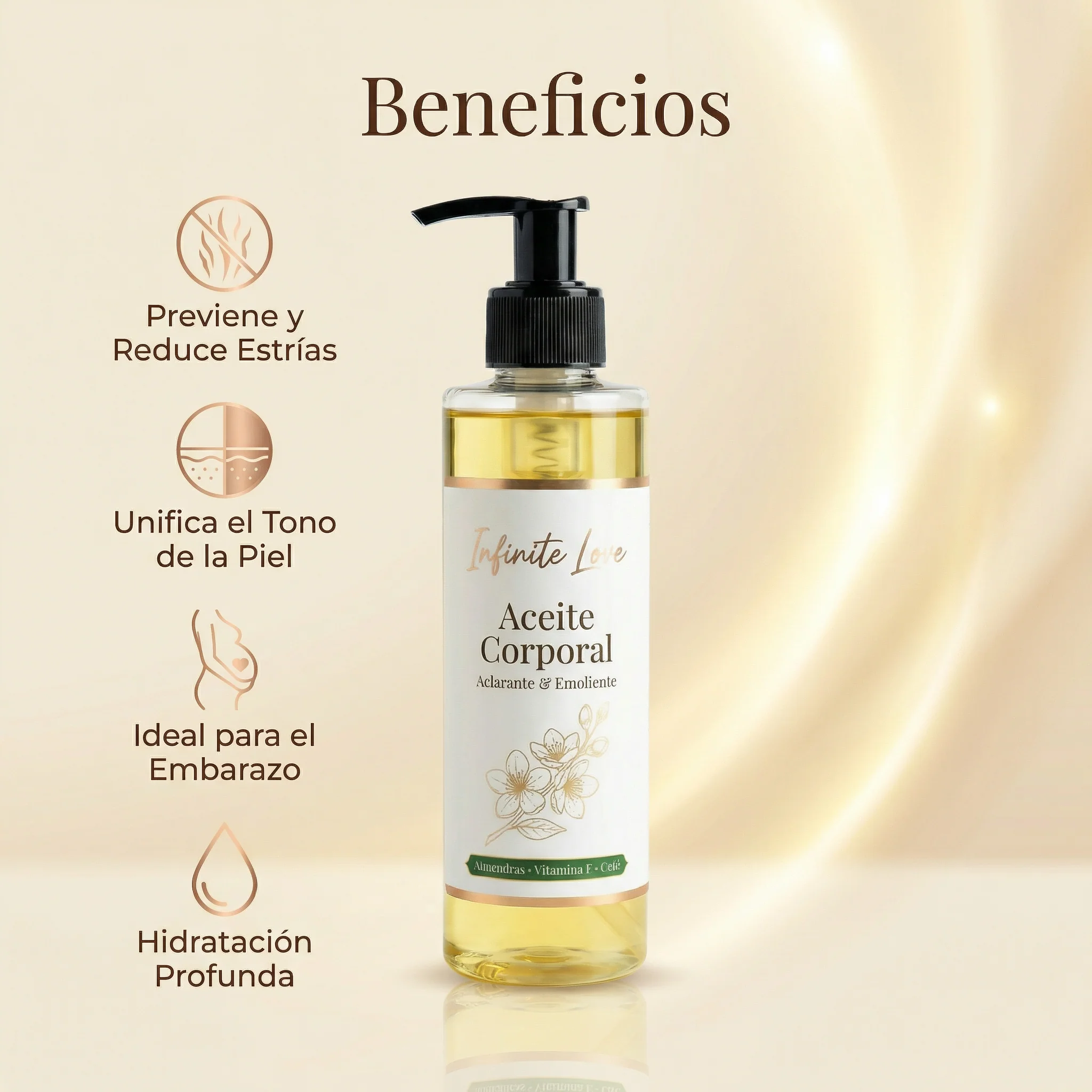 Aceite Corporal Aclarante y Emoliente para Prevenir Estrías y Unificar el Tono de la Piel (Ideal para Embarazo) - Image 2