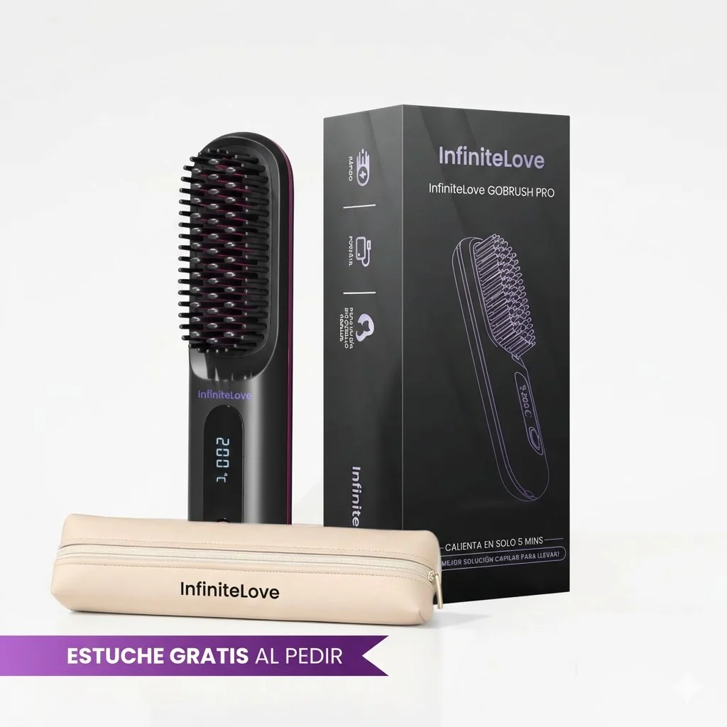 Cepillo Alisador Térmico de Cerámica | 'GoBrush Pro' para Control de Frizz, Remolinos y Peinado Rápido (Ideal Pelo Corto)