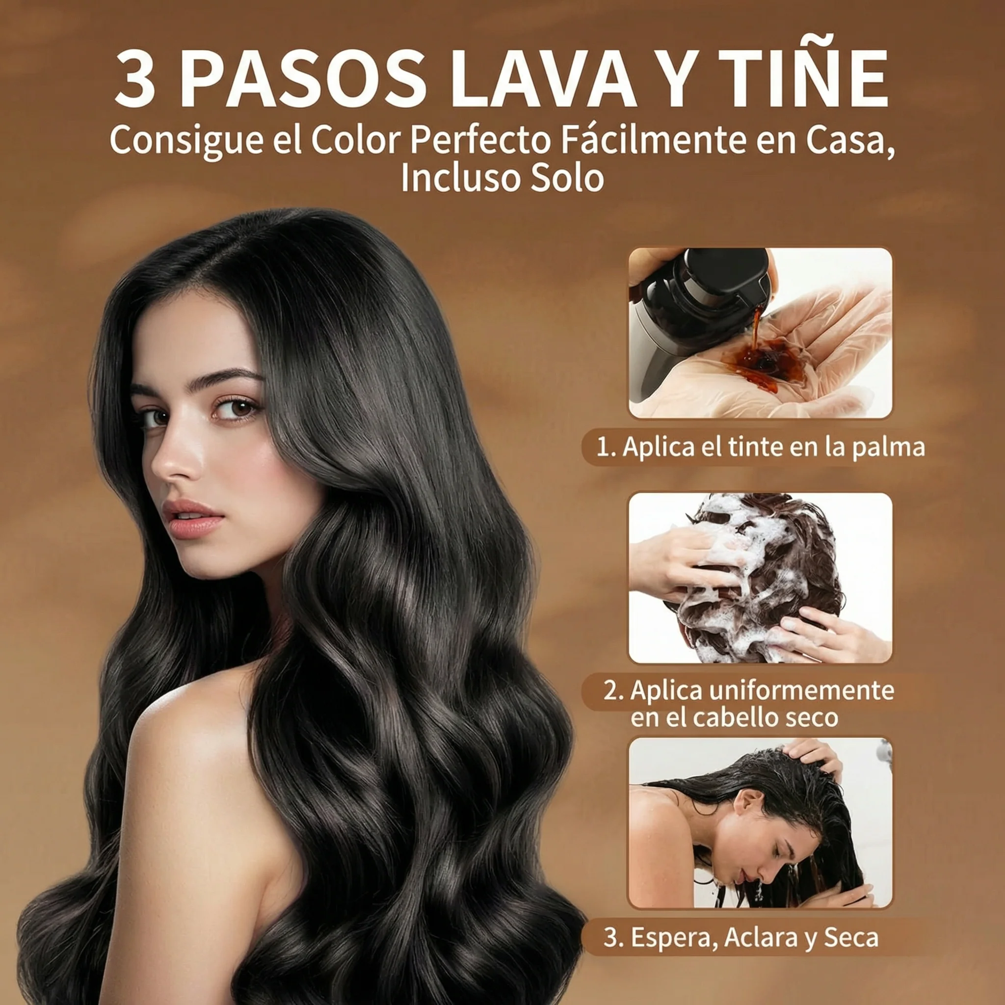 Champú Tinte 3 en 1 'AKOIIN' con Extractos Botánicos para Cubrir 100% las Canas - Image 3