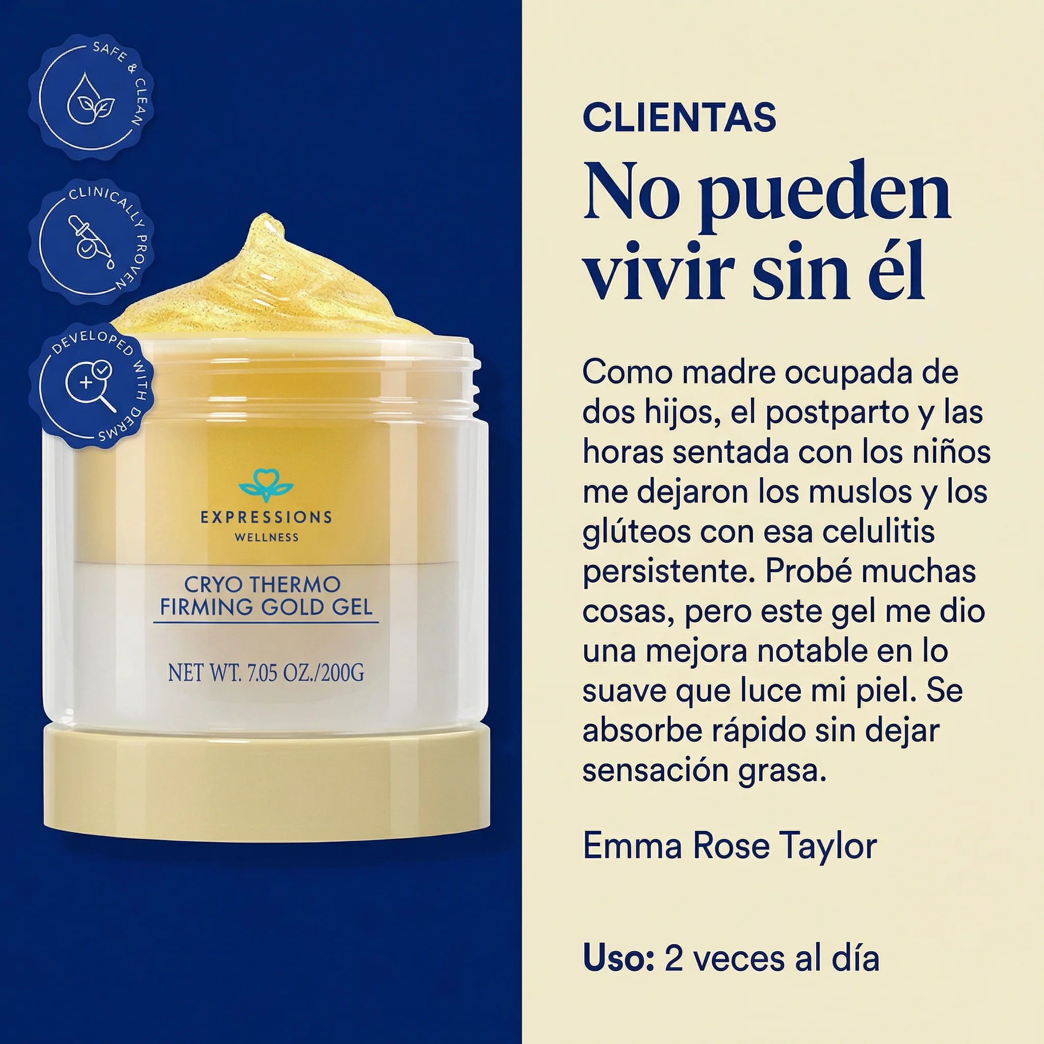 Gel Anticelulítico y Reafirmante 'Cryo Thermo Gold' con Efecto Frío-Calor para Abdomen, Muslos y Glúteos (Resultados en 15 Días) - Image 2