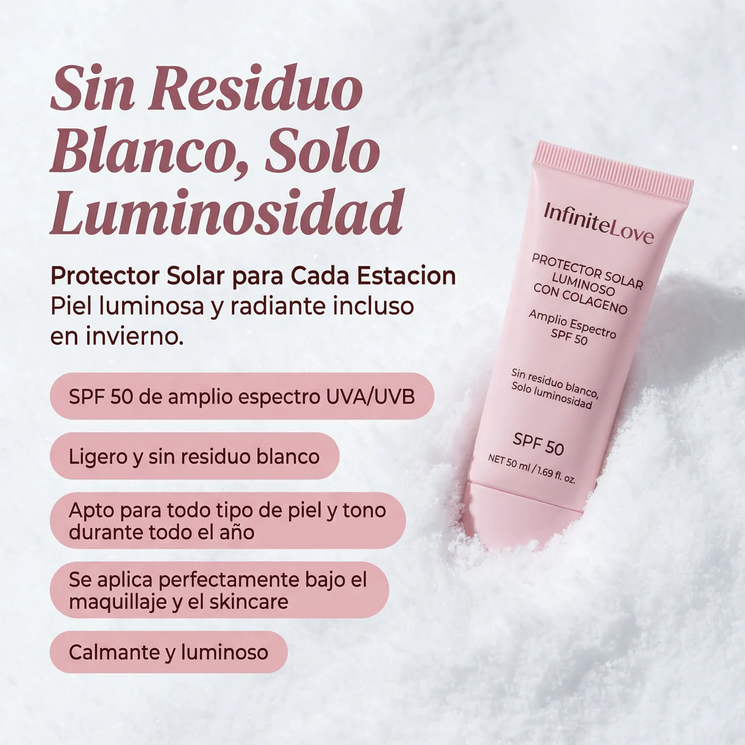 Protector Solar Glow con Colágeno SPF50 – Hidratación y Brillo Natural sin Residuo Blanco - Image 2