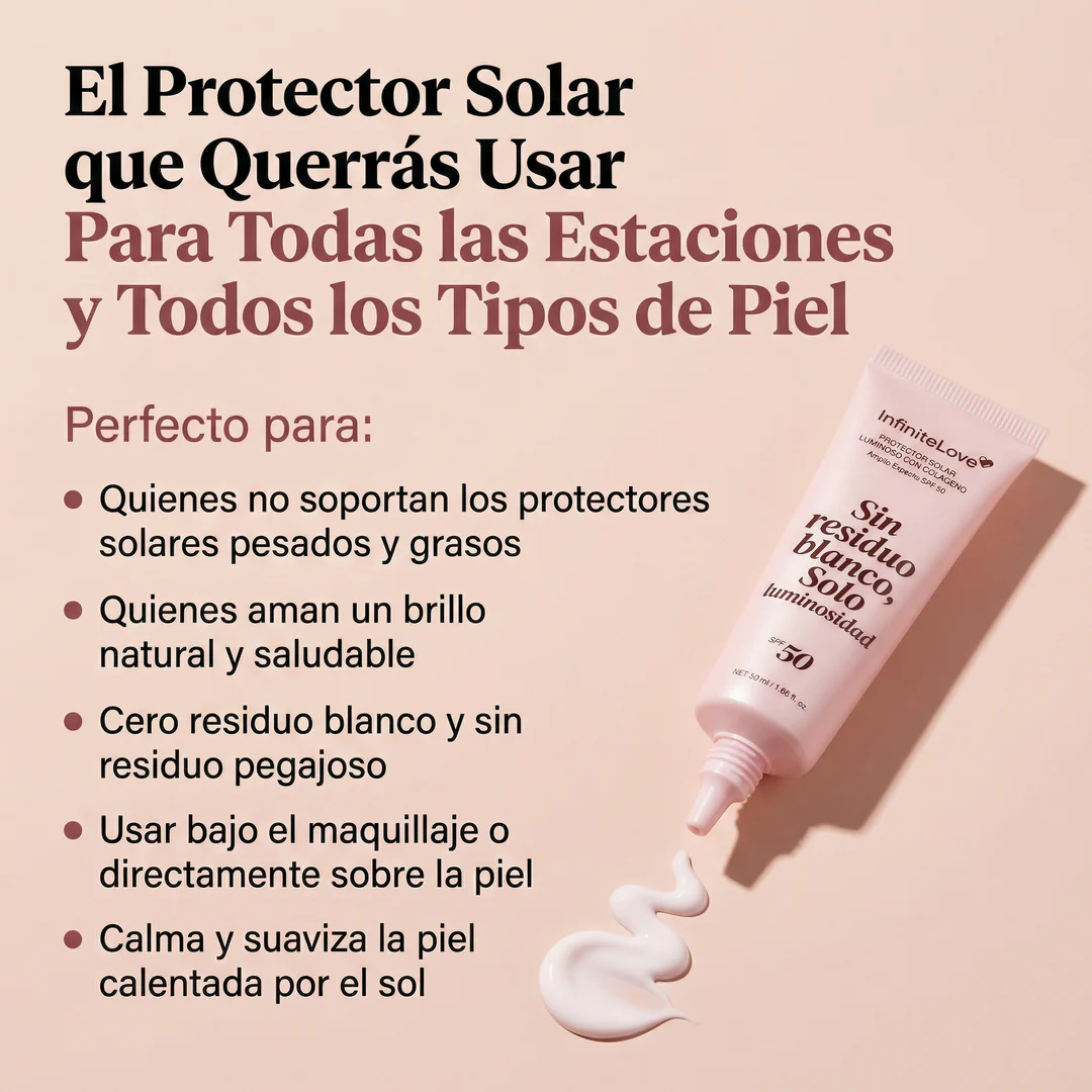 Protector Solar Glow con Colágeno SPF50 – Hidratación y Brillo Natural sin Residuo Blanco - Image 3