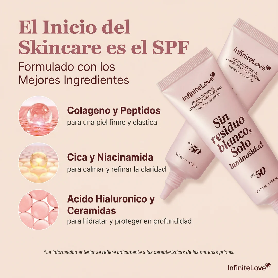 Protector Solar Glow con Colágeno SPF50 – Hidratación y Brillo Natural sin Residuo Blanco - Image 4