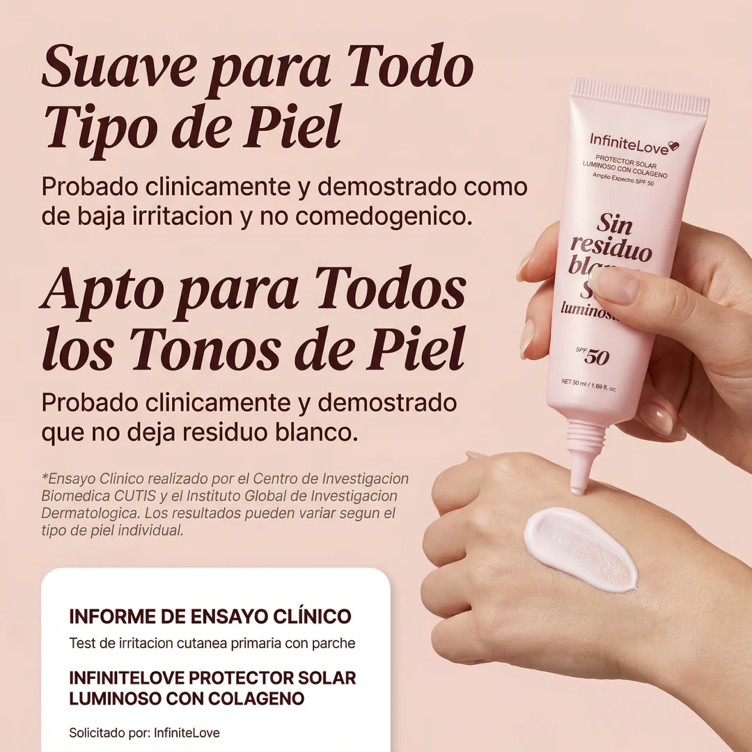 Protector Solar Glow con Colágeno SPF50 – Hidratación y Brillo Natural sin Residuo Blanco - Image 5